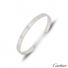 Cartier White Gold Diamond Cuff Love Bracelet Size 17 B6029917 Cartier White Gold Diamond Cuff Love Bracelet Size 17 B6029917